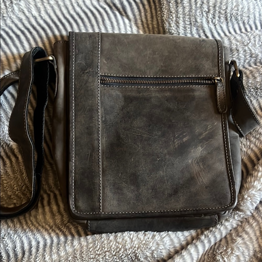 Leather Crossbody Bag - Gray